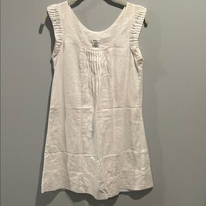 Esley Ivory Linen Mini Dress with Pleats